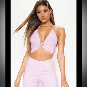 PrettyLittleThing Baby Pink Ring Crop Top
